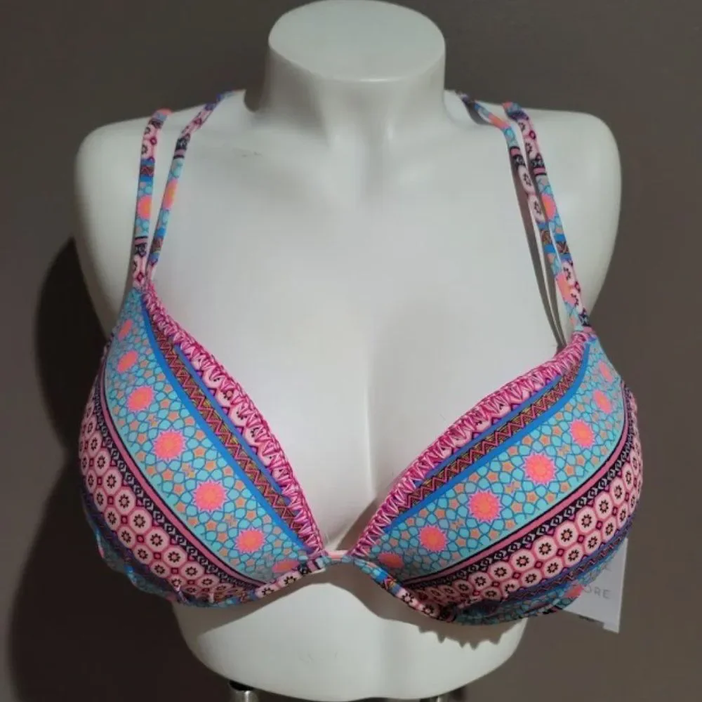 Shade & Pink Strappy Back Bikini Top